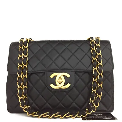 CHANEL Jumbo 30 Quilted Matelasse Lambskin W/Chain Shoulder Bag /4U1261 • £673.03