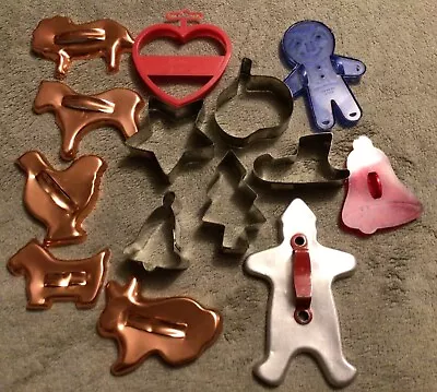 Lot Of 14 Vintage Cookie Cutters Red Handled Gingerbread Man Animals • $19.99