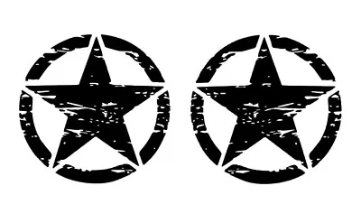 Vinyl Decal Distressed Military Star Pair Fits Jeep Wrangler Gladiator Rubicon 2 • $9.95