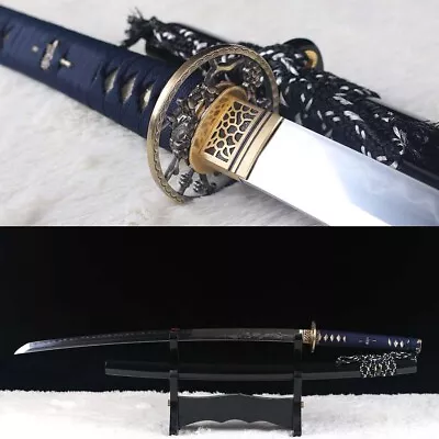 Japanese Samurai Katana Sword Clay Tempered Folded Steel Full Tang Sharp Blade. • $263.93