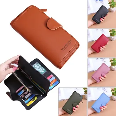 Ladies Leather Wallet Long Purse Phone Card Holder Case Clutch Large Capacity UK • £5.98