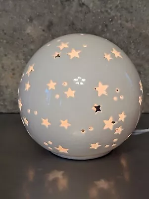 Starry Globe Nightlight.  White Star Cutout Large Ceramic Sphere Mood Light.  • $11.95