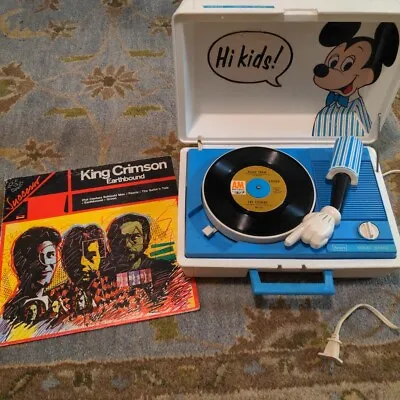 Mickey Mouse Record Player Sears Solid State + Cat Stevens 45 And Earthbound 33 • $150