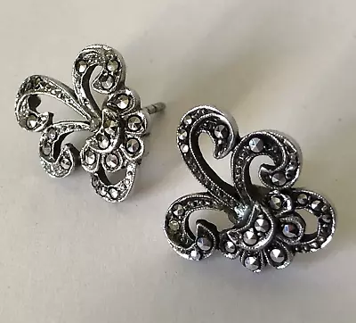 Vintage Silver Marcasite Earrings Pierced Ears • £4