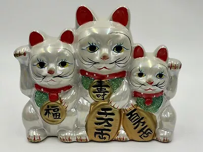 Vintage Maneki Neko Lucky Cat Ceramic Bank Statue Figurine Japanese 8x7 Fortune • $33