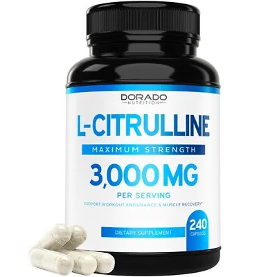 L-Citrulline 3000mg 240 Capsules GMP Certified  & Non-GMO Free Form Amino • $21.88