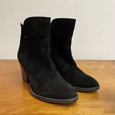 Aquatalia Farah Black Suede Ankle Short Boots Insulated Weatherproof Size 5.5 • $68.99