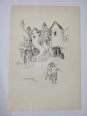 Antique Pencil Drawing Print 1926 Edinburgh Sketch White Horse Close • £12.50