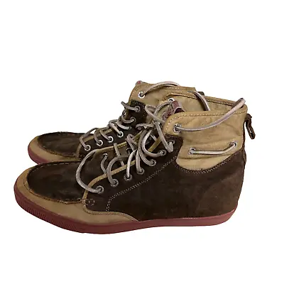 True Religion Boots Sz 11.5 Camby Suede Boots Moccasins Brown Hi-Top Sneakers Ch • $25.60