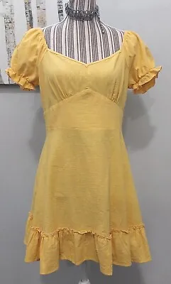 Zaful Lemon Yellow Puff Sleeve  Mini Sundress Summer Dress  • $16.75