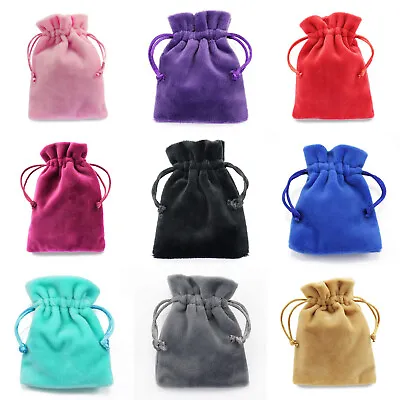 Velvet Jewellery Gift Bags Drawstring Pouches Thick Soft Wholesale 8x10cm • £2.61