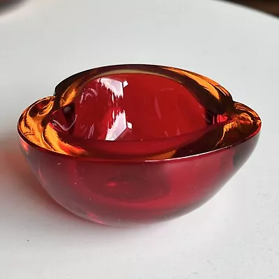 Vintage Murano Sommerso Geode Bowl Red And Amber Glass Damaged • £12.50