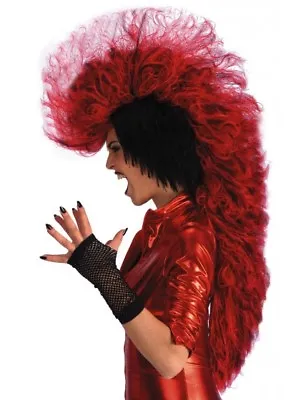 Deluxe Red Devil Mohawk Wig Punk Fancy Dress Halloween Costume Demon Rocker • $40.87