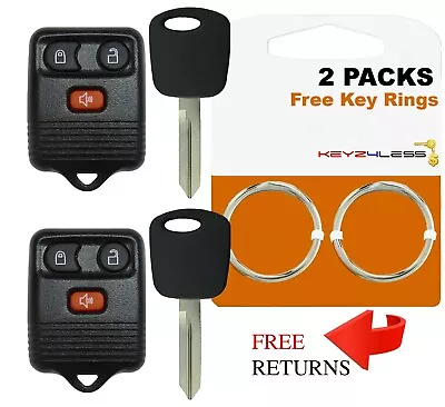 2 For 3B Remote + H72 PT TRANSPONDER Chip KEY FORD LINCOLN MERCURY MAZDA (4C) • $14.95