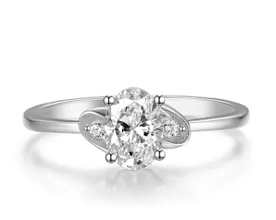 Ladies Solid 925 Silver Sterling White Sapphire 3 Stone Engagement Ring Size R • £11.93