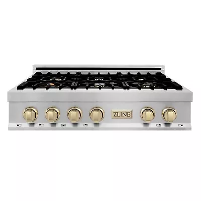 ZLINE 36  Rangetop 6 Gas Burners STAINLESS STEEL GOLD ACCENTS RTZ-36-G • $1889.10