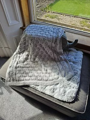 Hand Knitted Baby Blanket/ Baby Shawl • £7.99