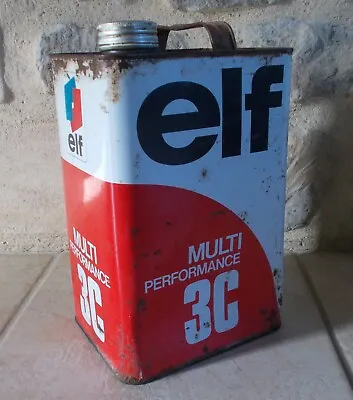 Vintage France French Oil Can Tin ELF Multi Performance 3C Red Auto Old 5 L • $43.45