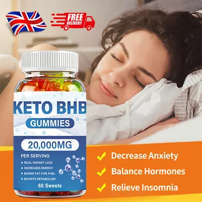 £7.99 • Buy Keto Gummies 20000mg Apple Cider Vinegar ACV Fat Burner Weight Loss 60 Capsules