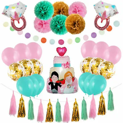 $31.67 • Buy Diamond Ring Cake Foil Balloons Tissue Pom Pom Paper Wedding Party Decorations