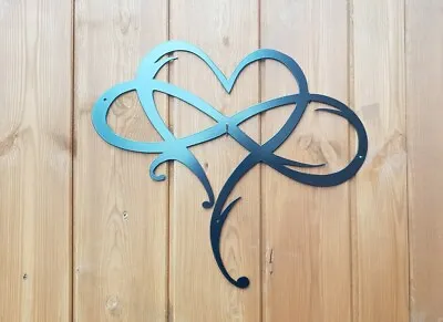 Metal Wall Art Infinity Heart Made From 2mm Steel Gift For Her Present Mother • £42.50