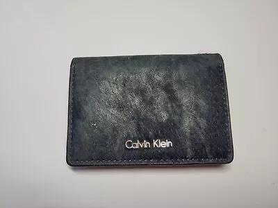 Calvin Klein Blue Faux Leather Bifold Card Wallet Holder Bag • £7.99