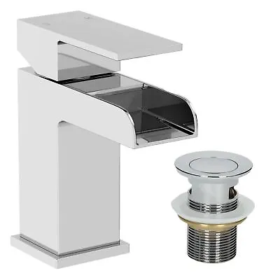 £31.47 • Buy Waterfall Basin Sink Mono Mixer Tap Bathroom Slotted Waste Chrome Single Lever