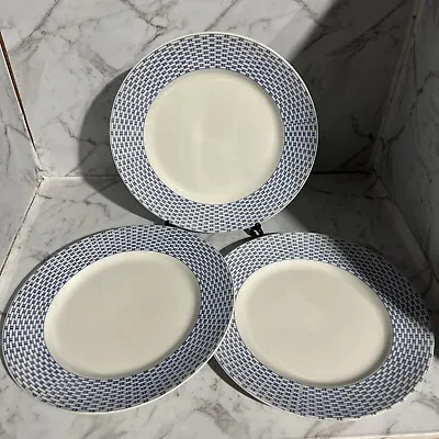 £25 • Buy SoHo Pottery Cobridge England, Basket, Flow Blue, 3 Dinner Plates,