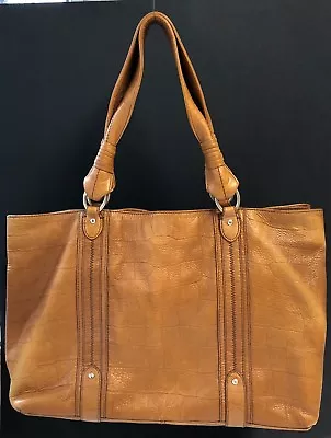$59.95 • Buy SIGRID OLSEN Golden Brown Leather Large Handbag, Roomy With Leather Accents!! 