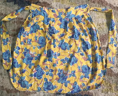 £8.95 • Buy True Vtg 50s 60s Floral Fabric Pinny Apron Retro Design Material Fabric Kitsch