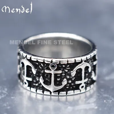 MENDEL Mens Womens Nautical Anchor Wide Band Ring Fo Women Size 6 7 8 9 10 11-14 • $11.99