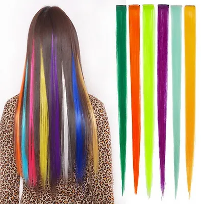 BUY 3 GET 3 FREE 1Rainbow Clip In Highlight Streaks Like Human Hair Extension UK • £1.08