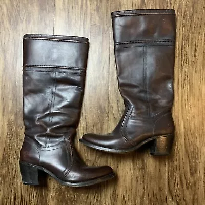 Frye Womens Boots Size 9.5 B Knee High Pull On Brown Leather Western Cowboy • $24.97