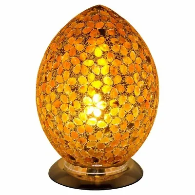 Egg Lamp Mosaic Glass Brown Flower Table Lamp Desk Bedside Living Room  LM72BR • £49.99