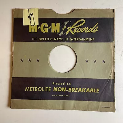 10  78 RPM Record Sleeves - Lot Of 10 MGM Records Record Sleeves (Bundle #27) • $10