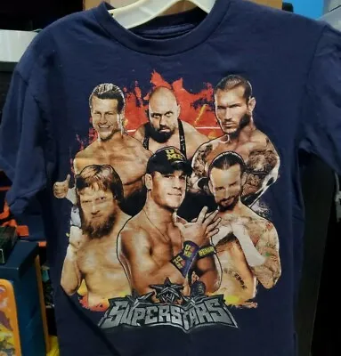 WWE Superstars Youth XL T-Shirt - Navy Blue CM Punk John Cena Randy Orton  • £6.33