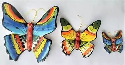 £25.08 • Buy 3x NEW Butterfly Hand Painted Portuguese Ceramic Wall Hanging Made In Portugal 