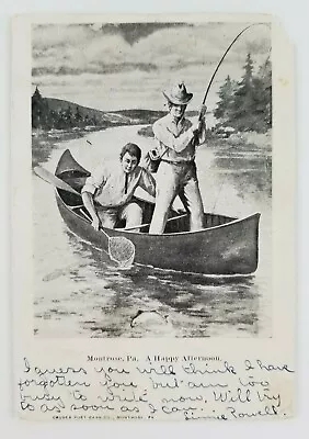 Postcard A Happy Afternoon Fishing In Canoe Sesquehanna River Montrose PA • $6.49