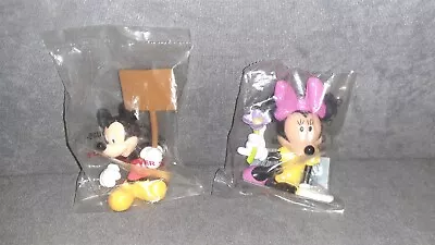 Minnie Mouse W/ Flower + Mickey W/ Sign Cake Topper Figures DecoPak [NEW] • $14