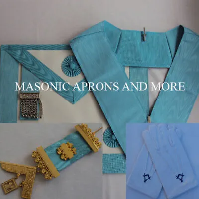 Masonic Craft Master Mason Apron With Pocket(Leather)CollarJewel & Gloves Set • $120.66