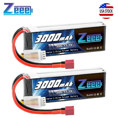 2x Zeee 3000mAh 50C 11.1V 3S Lipo Battery Deans For RC Helicopter Airplane Car  • $32.89