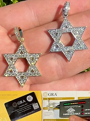 Real Iced Moissanite Star Of David Pendant Iced Necklace Silver 14k Gold Plated • $111.58