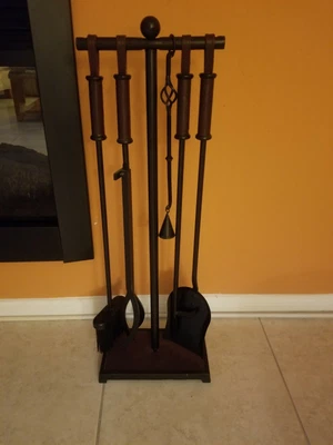 $85 • Buy 5PCS Iron Fire Place Tool Set & Stand , Hearth Accessory