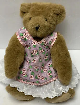 VERMONT TEDDY BEAR COMPANY 16” GIRL BEAR Fully Jointed Floral Top White Skirt • $29.99