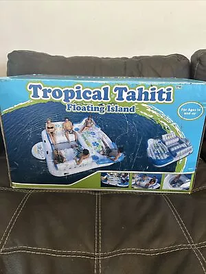 Tropical Tahiti Inflatable Floating Island 6 Person Water Lake Party Raft Float • $300.49