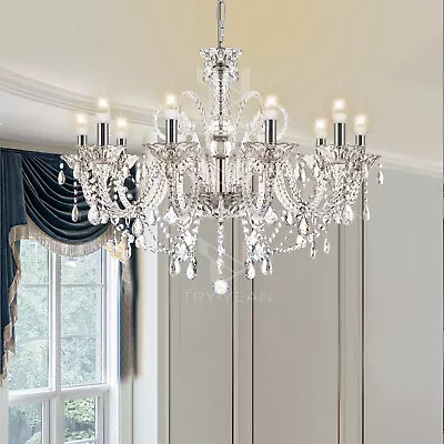 Elegant 10 Lights Glass Crystal Chandelier Pendant Ceiling Lighting Fixture • $103.99