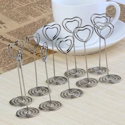 Heart Pattern Table Number Name Card Holders Photo Stand Note Memo Clip Wedding • £5.59