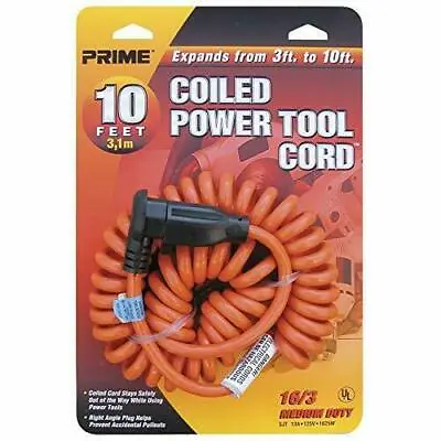 $15 • Buy Prime Ad010610 10' 16/3 Sjt Orange Coiled Power Tool Cord 