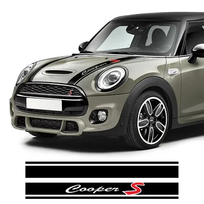 For MINI Cooper S F55 F56 Car Hood Bonnet Stripes Decals Stickers Graphics Black • $25.55