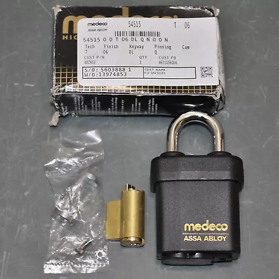 UNKEYED - Medeco Assa Abloy Padlock DL Cylinder 5451500-T-06-DL-Q NO KEY / PINS • $79.95